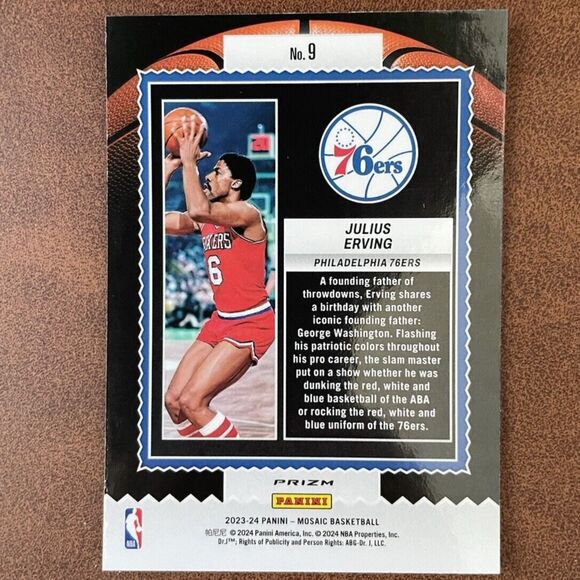 2023-24 Mosaic Basketball Green Mosaic Prizm NBA Jam Masters Julius Erving #9 - Picture 2 of 2
